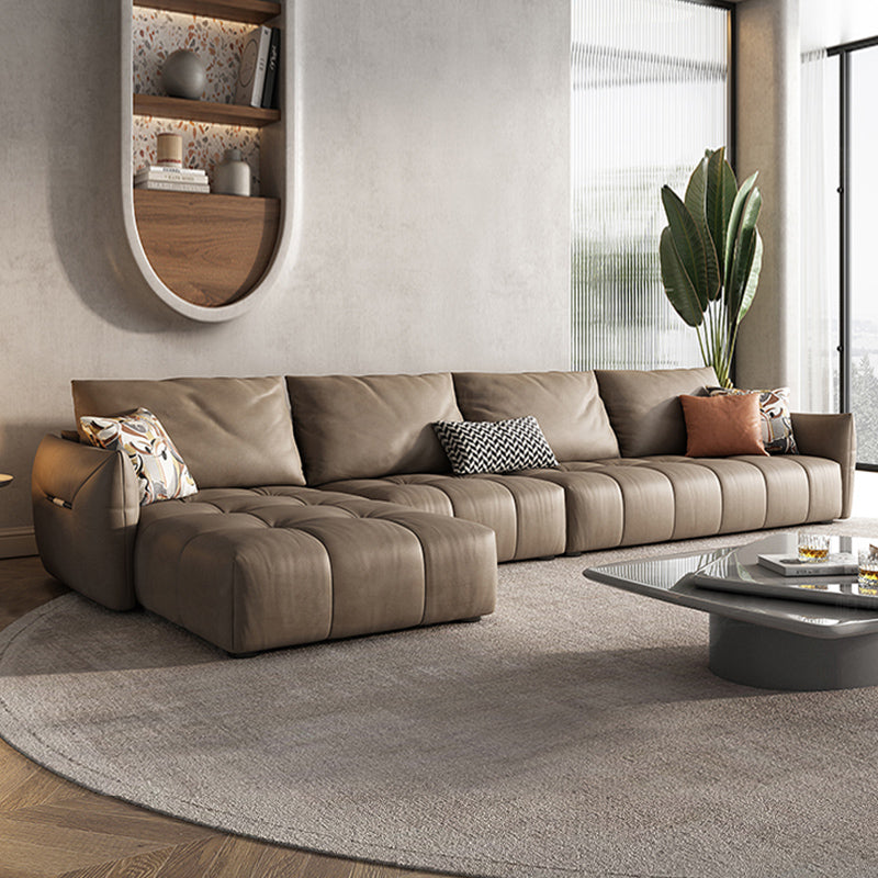 Nordic Pillows Square Arm Living Room Faux Leather Stationary Seating