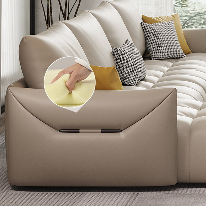 Nordic Pillows Square Arm Living Room Faux Leather Stationary Seating