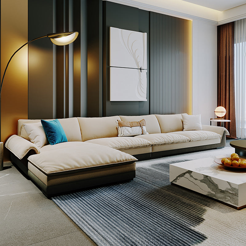 Contemporary Stationary Fabric Living Room Flared Arm Pillows Seating