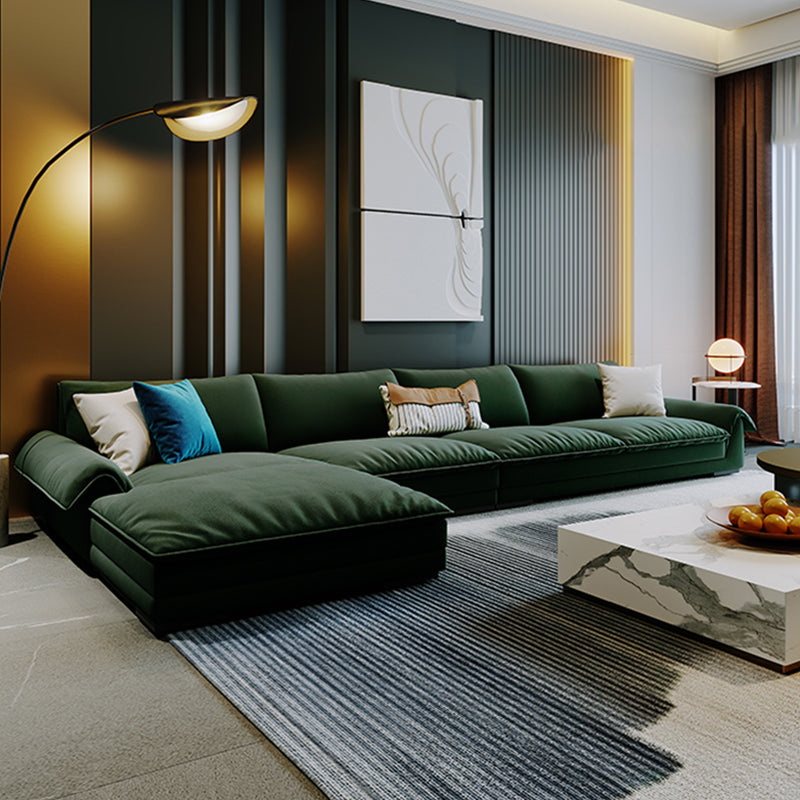 Contemporary Stationary Fabric Living Room Flared Arm Pillows Seating