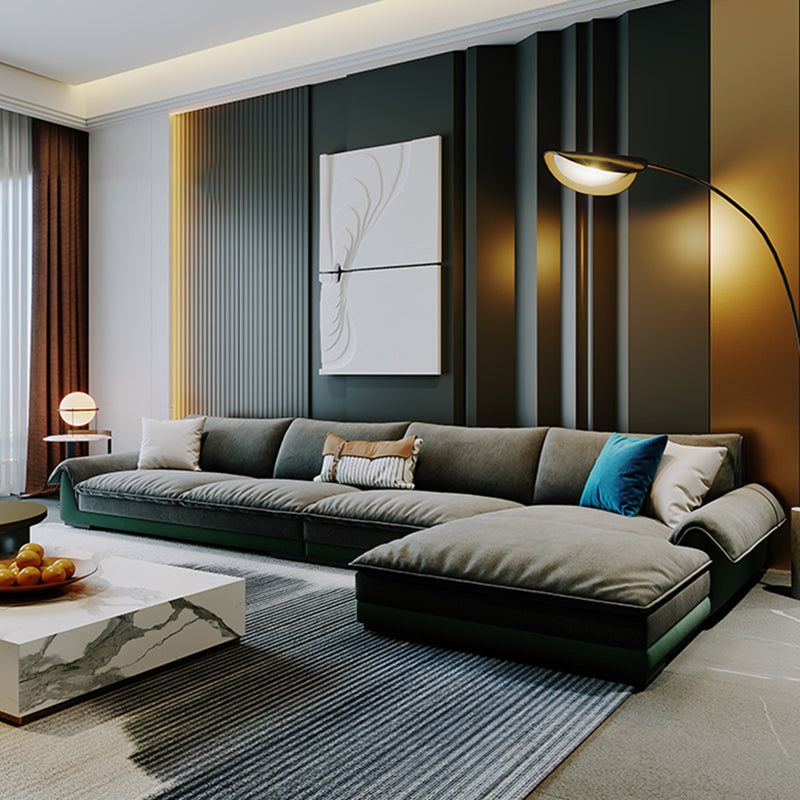 Contemporary Stationary Fabric Living Room Flared Arm Pillows Seating