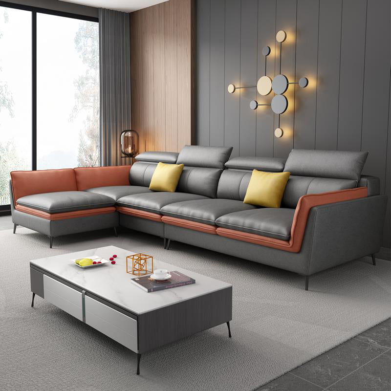 Nordic Stationary Faux Leather Living Room Flared Arm Cushions Seating