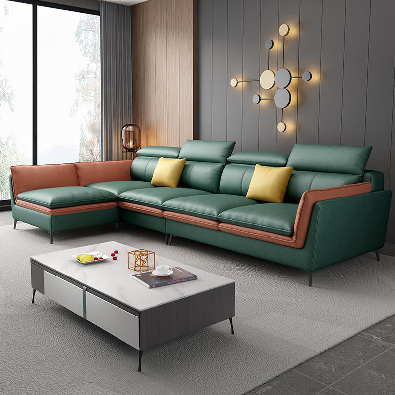 Nordic Stationary Faux Leather Living Room Flared Arm Cushions Seating