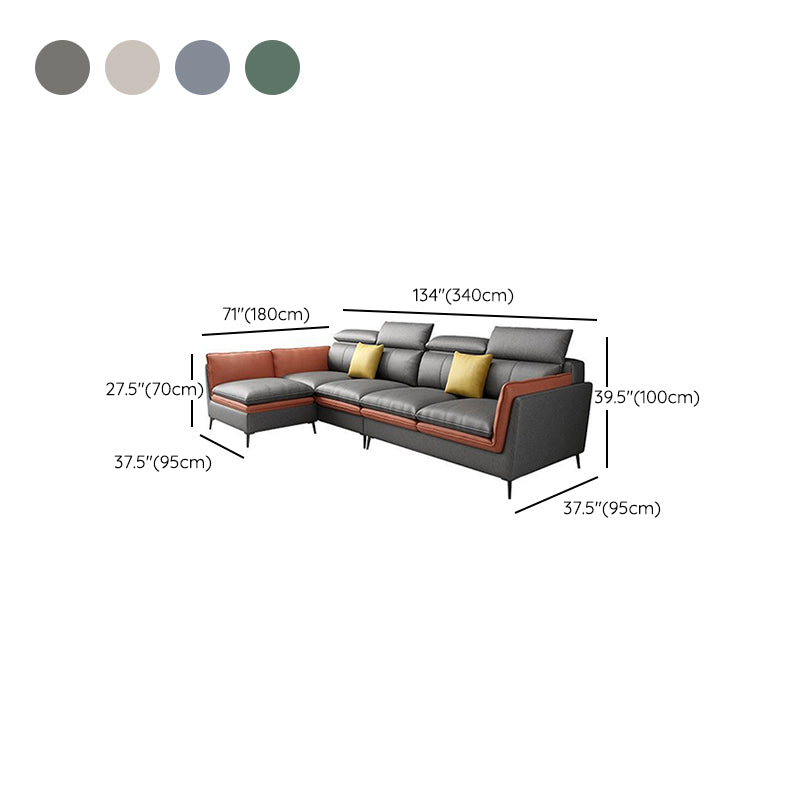 Nordic Stationary Faux Leather Living Room Flared Arm Cushions Seating