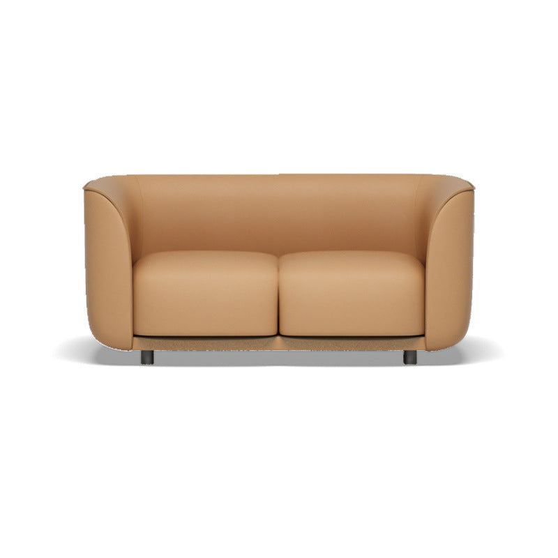 Faux Leather Tuxedo Arm Sofa Contemporary Tight Back Standard Sofa