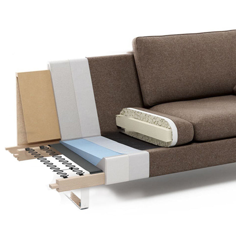 Faux Leather Tuxedo Arm Sofa Contemporary Tight Back Standard Sofa