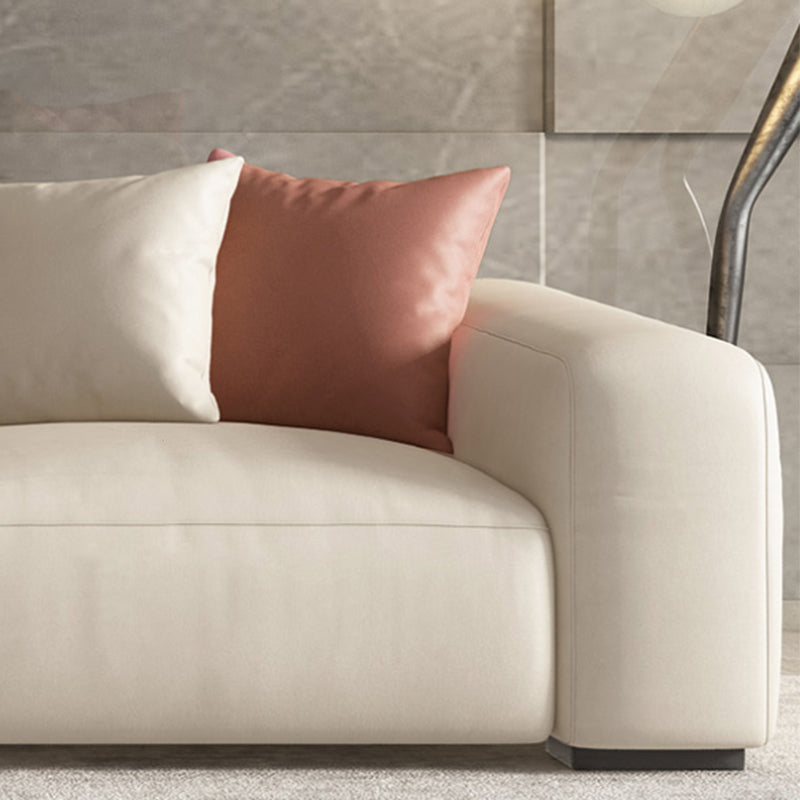 Stationary Faux Leather Living Room Square Arm Cushions Sofa