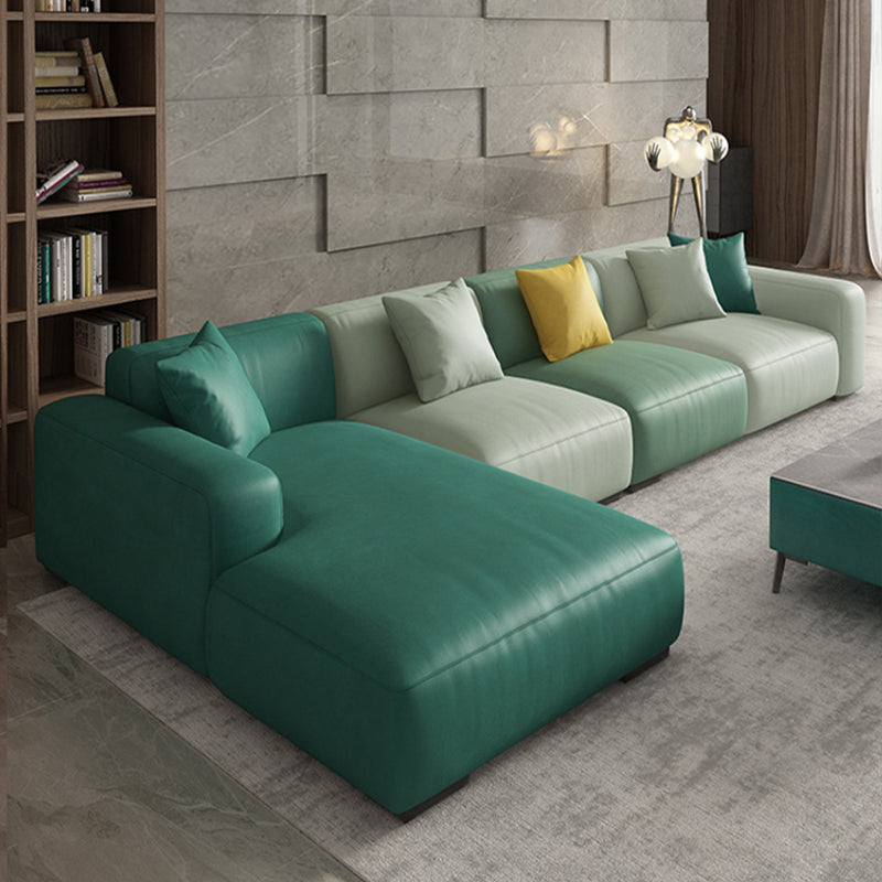 Stationary Faux Leather Living Room Square Arm Cushions Sofa