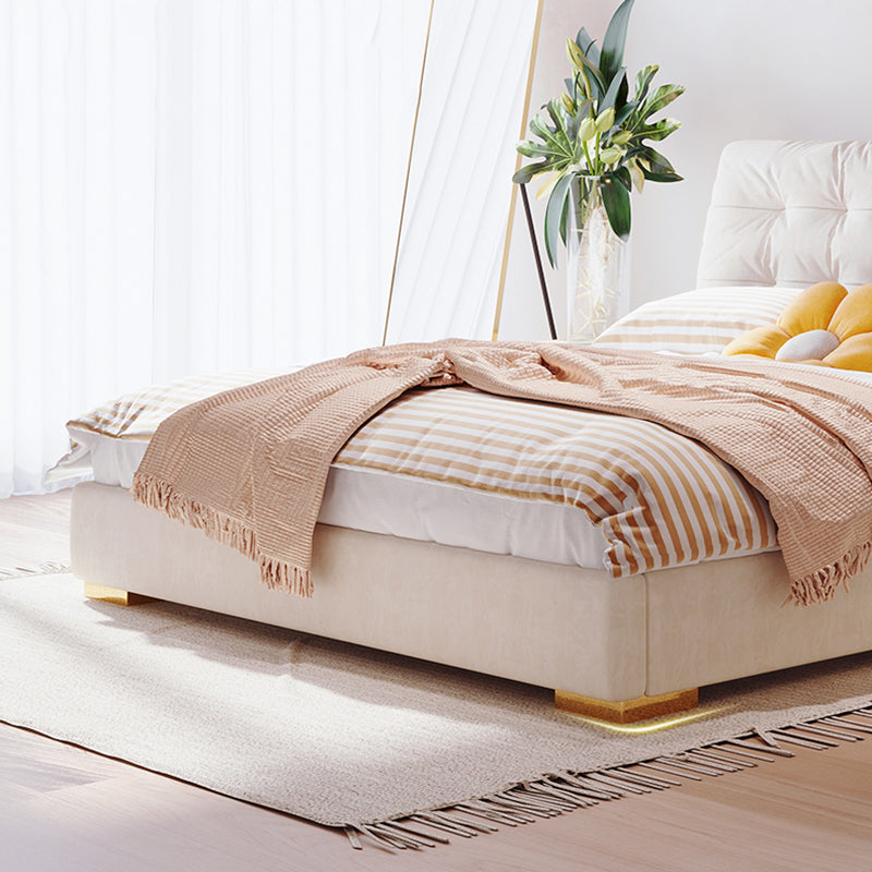 Modern & Contemporary Bed Frame Tufted Standard Bed With Custom Gold Legs