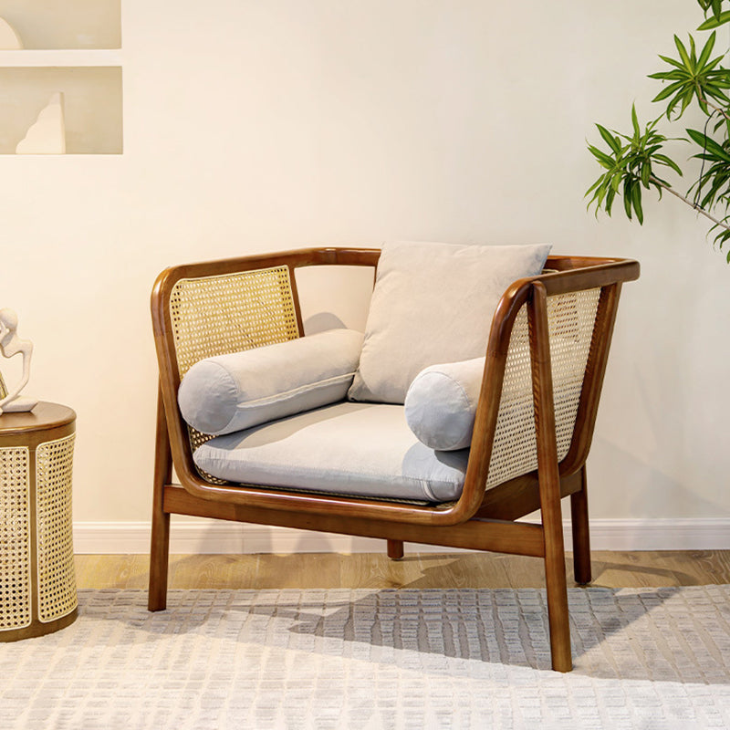 Mid-century Modern Flared Arms Accent Chair Solid Wood Armchair