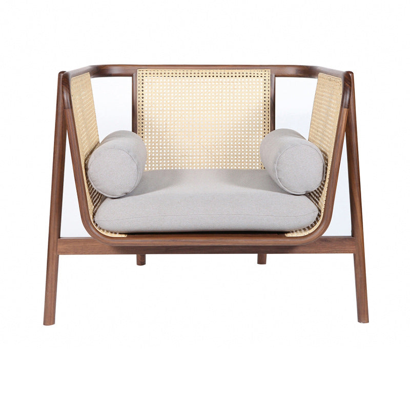 Mid-century Modern Flared Arms Accent Chair Solid Wood Armchair