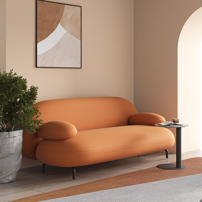 Contemporary Pillow Top Arm Standard Sofa Faux Leather Tight Back Sofa