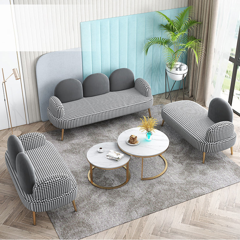 Contemporary Camel Back Standard Sofa Fabric Round Arm Sofa for Bonus Room