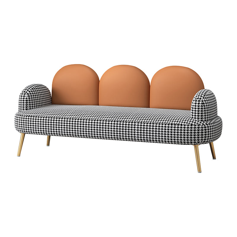 Contemporary Camel Back Standard Sofa Fabric Round Arm Sofa for Bonus Room