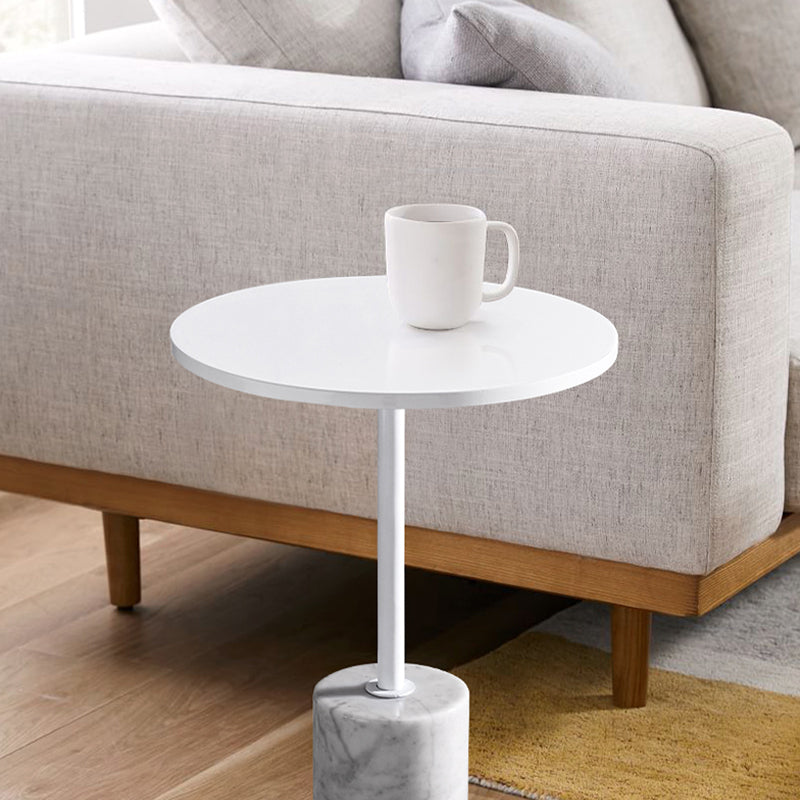 Modern Marble Pedestal End Slide Table White Round Corner Table