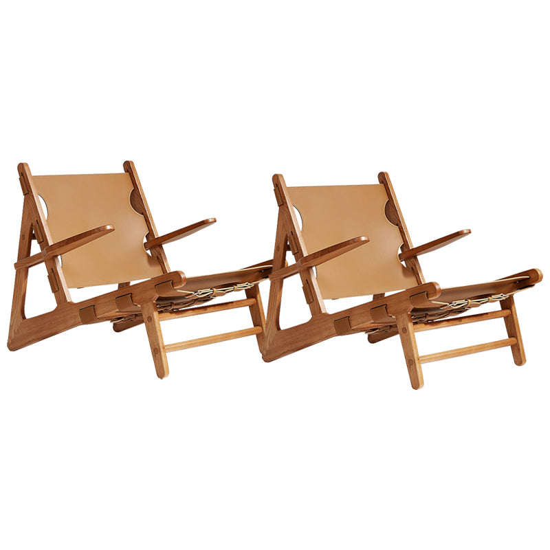 Mid-Century Modern Solid Wood Frame Square Arms Lounge Accent Chair