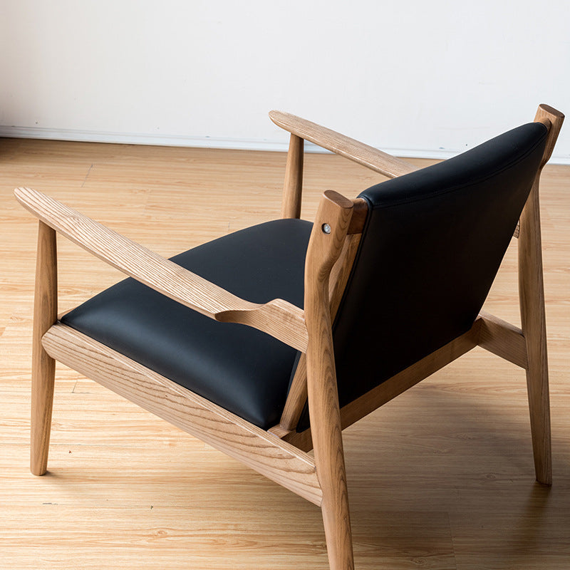 Arms Included Chair Basic Wooden Four Leg and Square Arm Chair