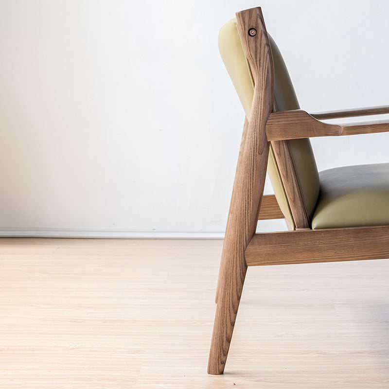 Arms Included Chair Basic Wooden Four Leg and Square Arm Chair