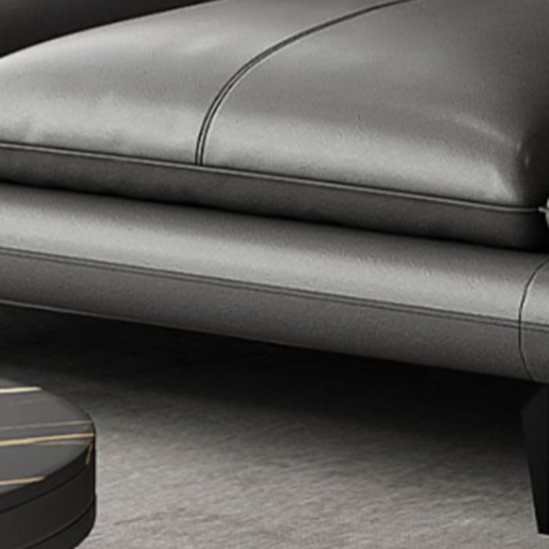 Modern Cushions Flared Arm Seating Living Room Faux Leather Stationary Sofa