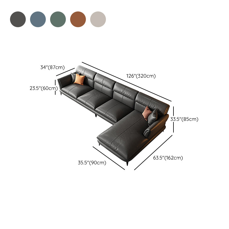 Modern Cushions Flared Arm Seating Living Room Faux Leather Stationary Sofa