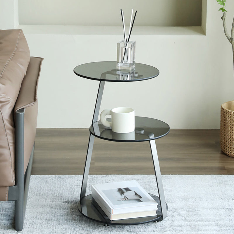 Modern Corner Table Round 3-Tier Side End Table with Storage