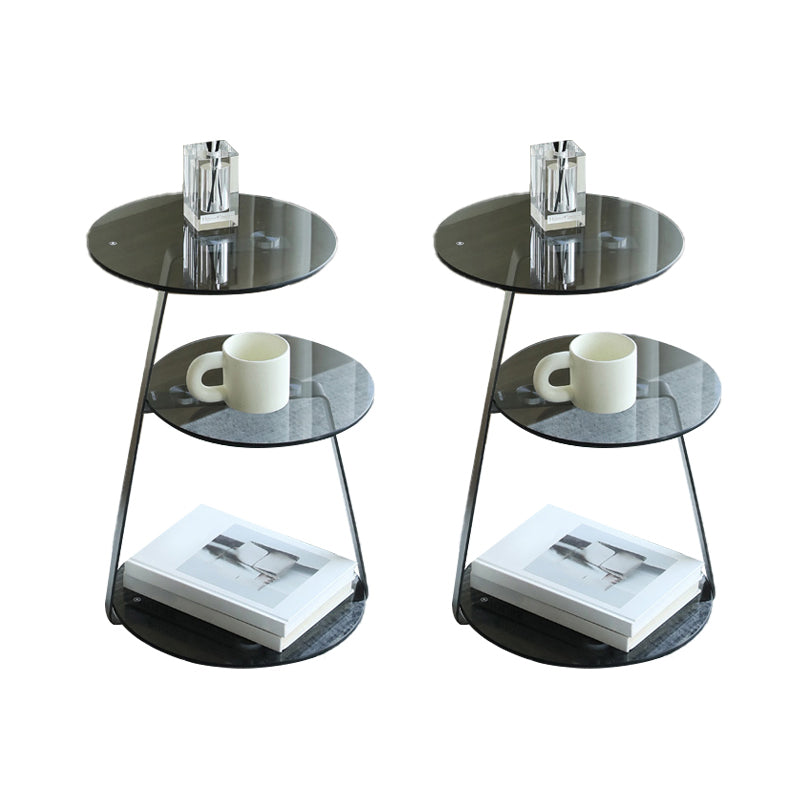 Modern Corner Table Round 3-Tier Side End Table with Storage