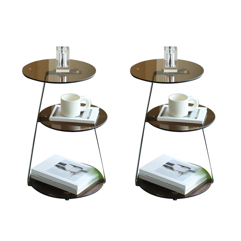 Modern Corner Table Round 3-Tier Side End Table with Storage