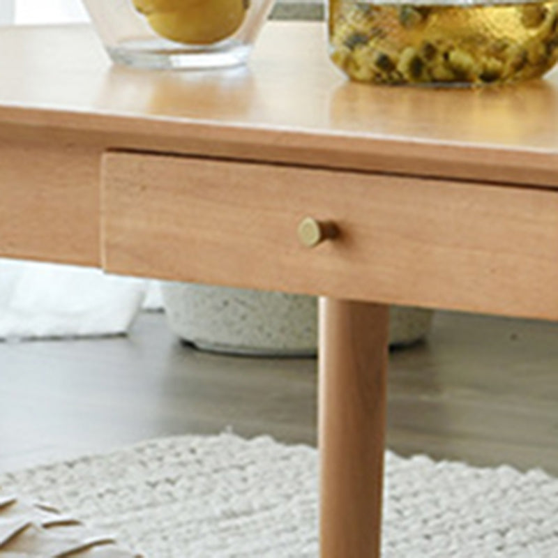 Nordic Solid Wood Cocktail Table with 1 Drawer Oval Coffee Table