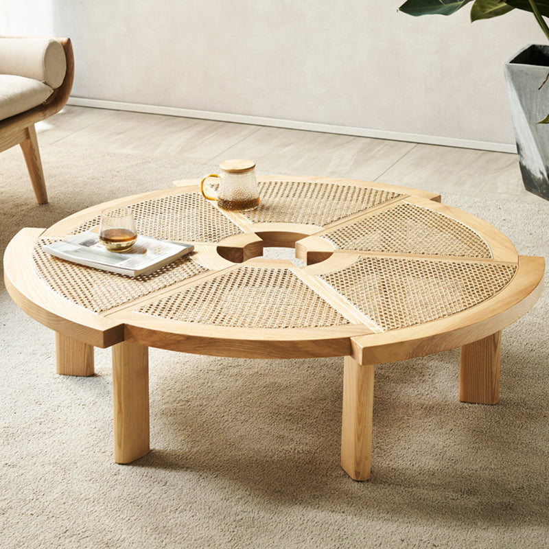 Scandinavian 1 Single Coffee Table Round Wood Cocktail Table