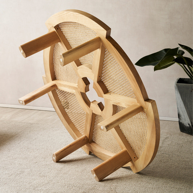 Scandinavian 1 Single Coffee Table Round Wood Cocktail Table