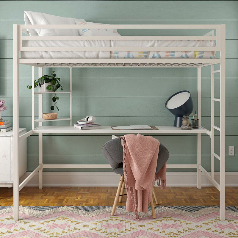 Industrial Metal with Desk Storage High Loft No Theme Open-Frame Bed