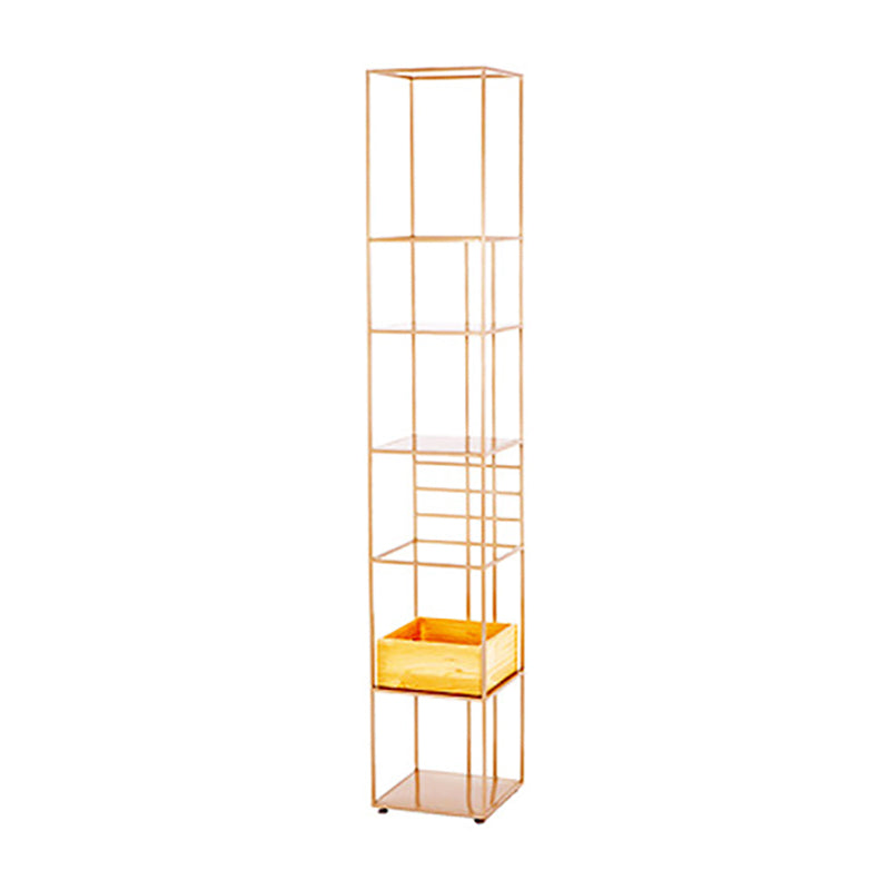 Glam Metal Book Shelf Gold Etagere Shelf Bookcase for Study Room 12.6" W