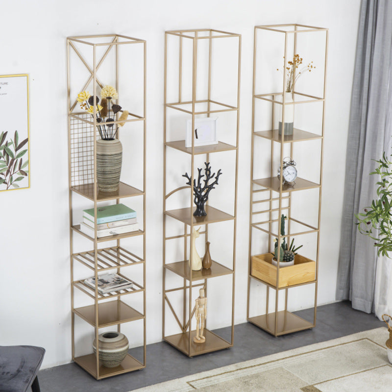 Glam Metal Book Shelf Gold Etagere Shelf Bookcase for Study Room 12.6" W