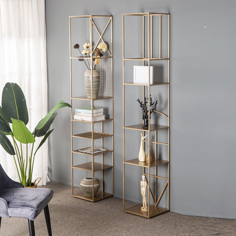 Glam Metal Book Shelf Gold Etagere Shelf Bookcase for Study Room 12.6" W