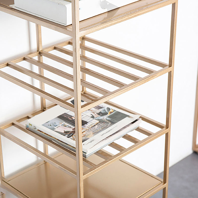 Glam Metal Book Shelf Gold Etagere Shelf Bookcase for Study Room 12.6" W