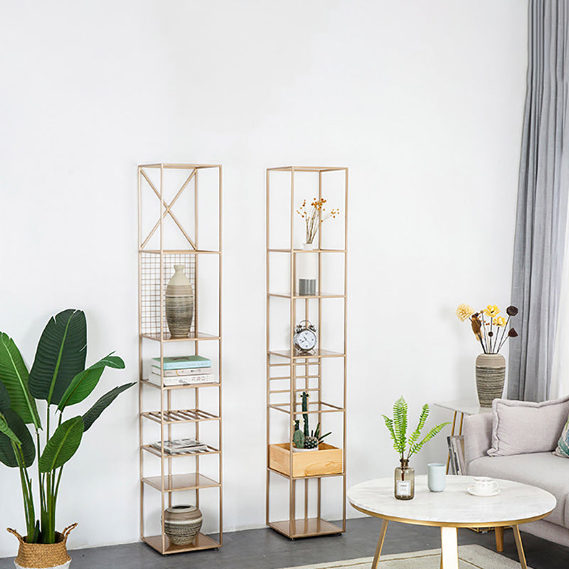 Glam Metal Book Shelf Gold Etagere Shelf Bookcase for Study Room 12.6" W