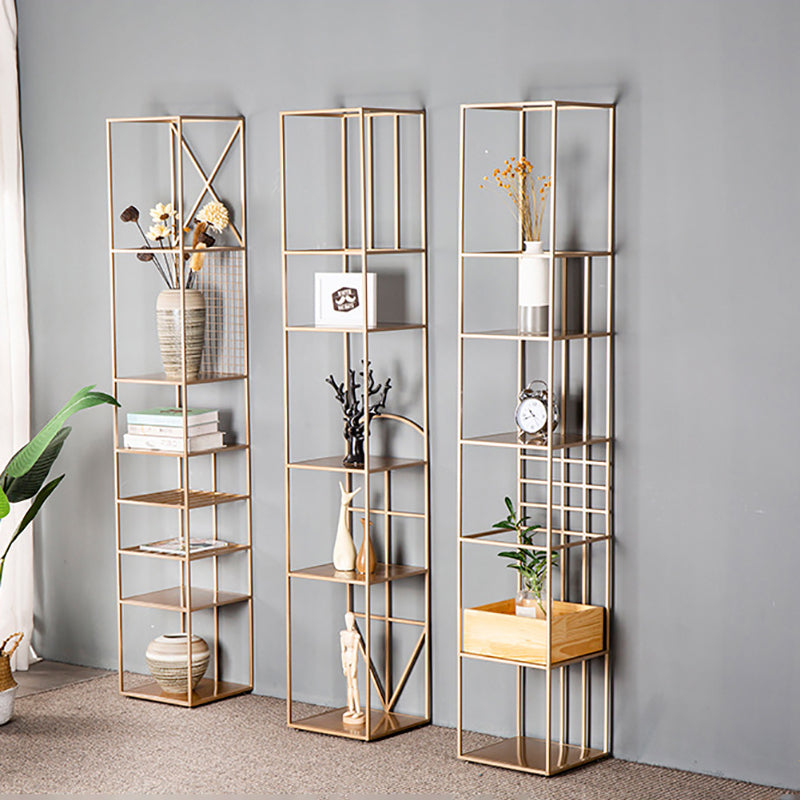 Glam Metal Book Shelf Gold Etagere Shelf Bookcase for Study Room 12.6" W