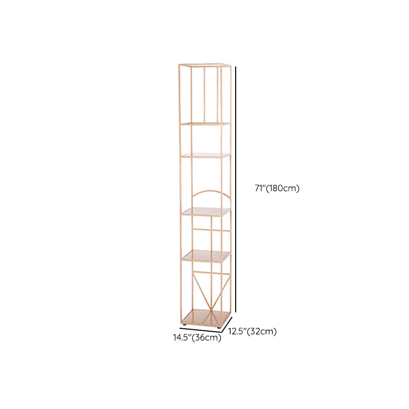 Glam Metal Book Shelf Gold Etagere Shelf Bookcase for Study Room 12.6" W