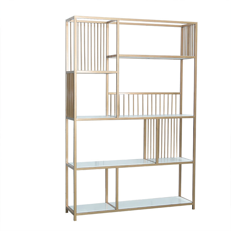 70.9" H Glam Metal Bookshelf Gold Etagere Shelf Bookcase for Study Room