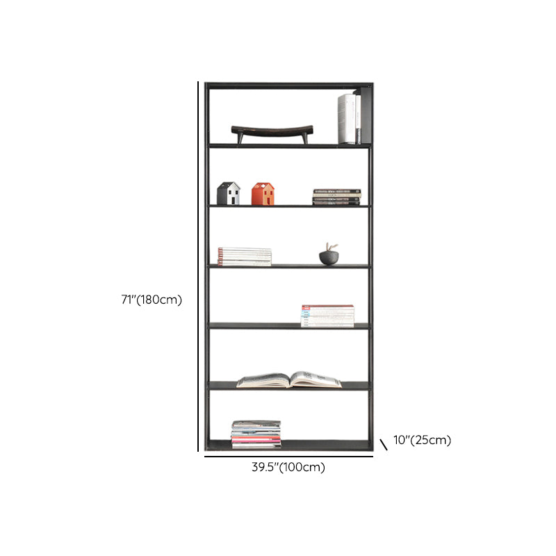 Contemporary Metal Book Shelf Black Etagere Shelf Bookcase for Study Room 9.8" W