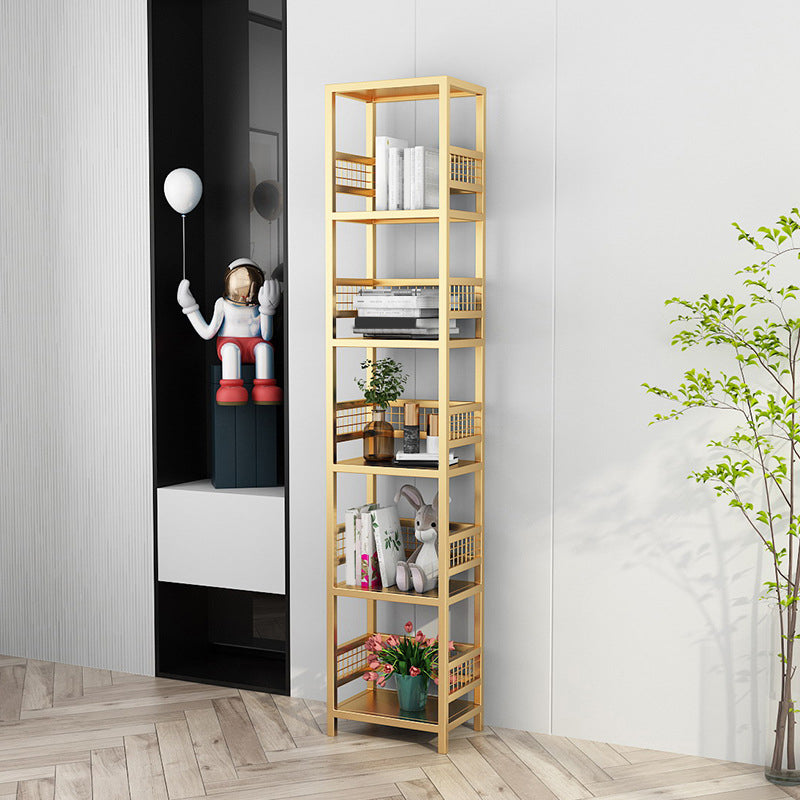 Modern Open Back Bookshelf Metal Shelf Bookcase for Living Room