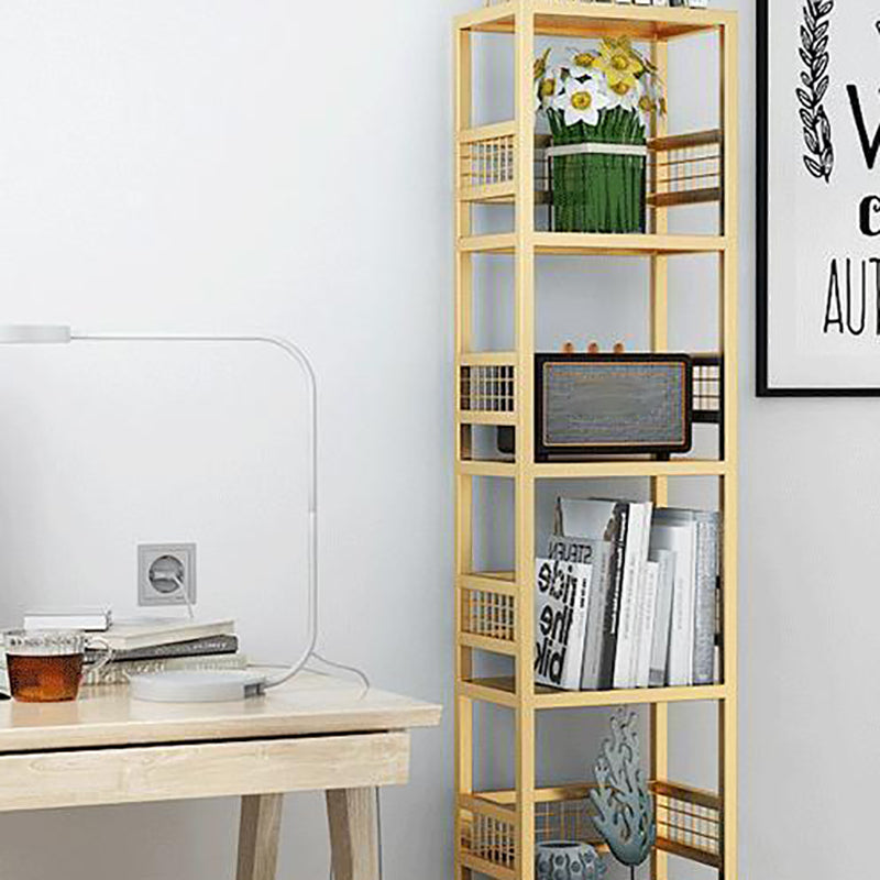 Modern Open Back Bookshelf Metal Shelf Bookcase for Living Room