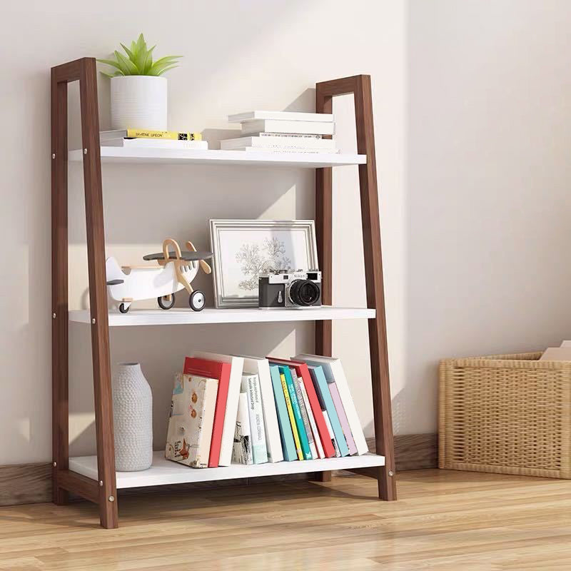 Modern Ladder Vertical Bookshelf Open Wooden Shelf Bookcase for Study Room
