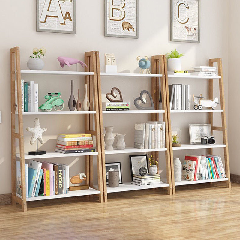 Modern Ladder Vertical Bookshelf Open Wooden Shelf Bookcase for Study Room