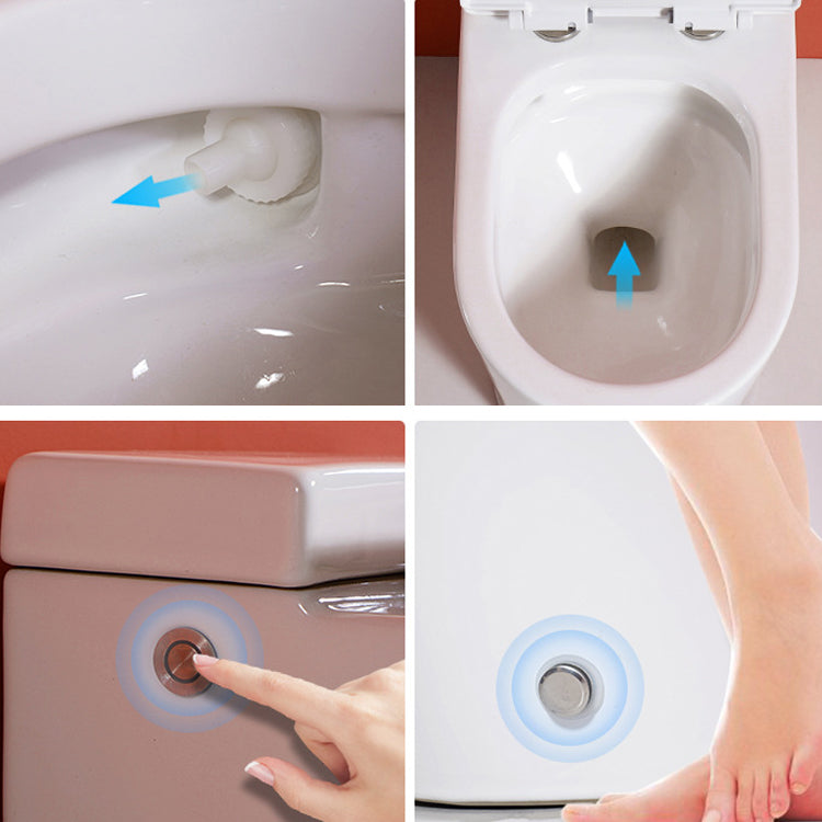 Contemporary Elongated Toilet Bowl Siphon Jet Flush Toilet with Seat for Bathroom
