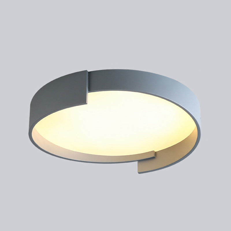 Modern LED Metal Flush Mount Circular Shape Ceiling Light with Acrylic Shade for Bedroom