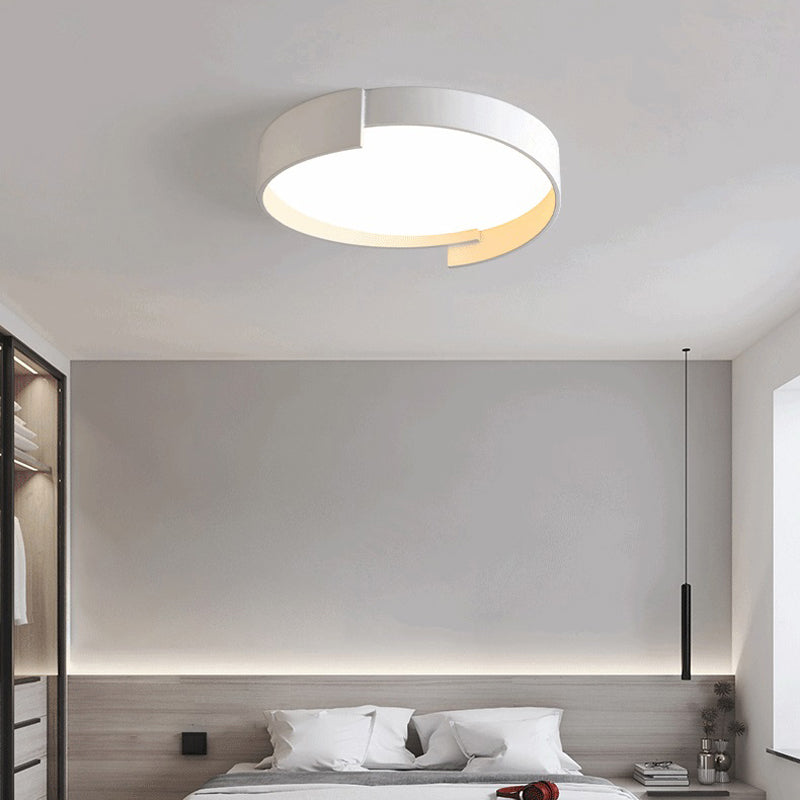 Modern LED Metal Flush Mount Circular Shape Ceiling Light with Acrylic Shade for Bedroom