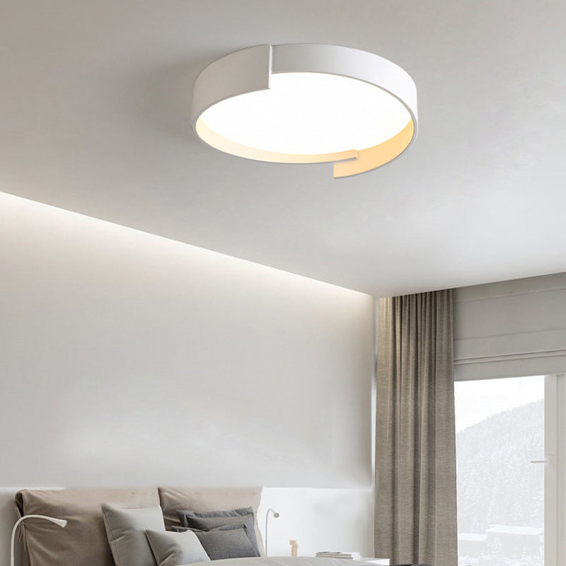 Modern LED Metal Flush Mount Circular Shape Ceiling Light with Acrylic Shade for Bedroom