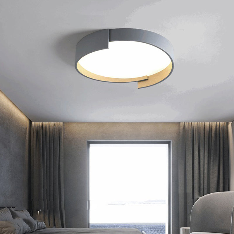 Modern LED Metal Flush Mount Circular Shape Ceiling Light with Acrylic Shade for Bedroom