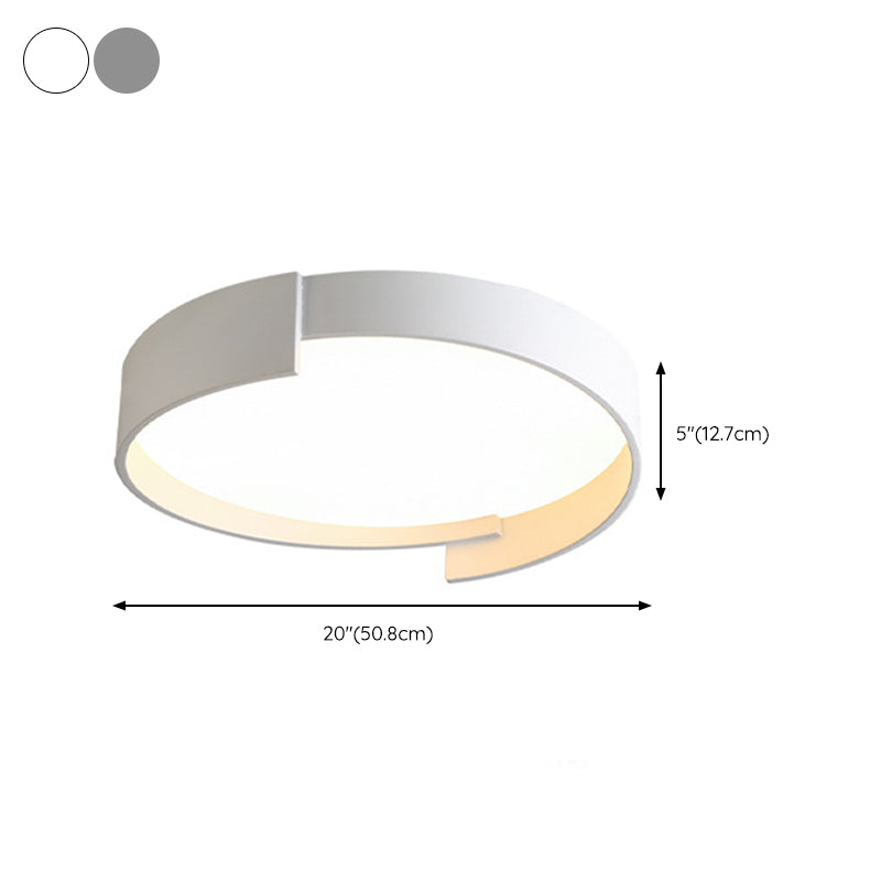 Modern LED Metal Flush Mount Circular Shape Ceiling Light with Acrylic Shade for Bedroom